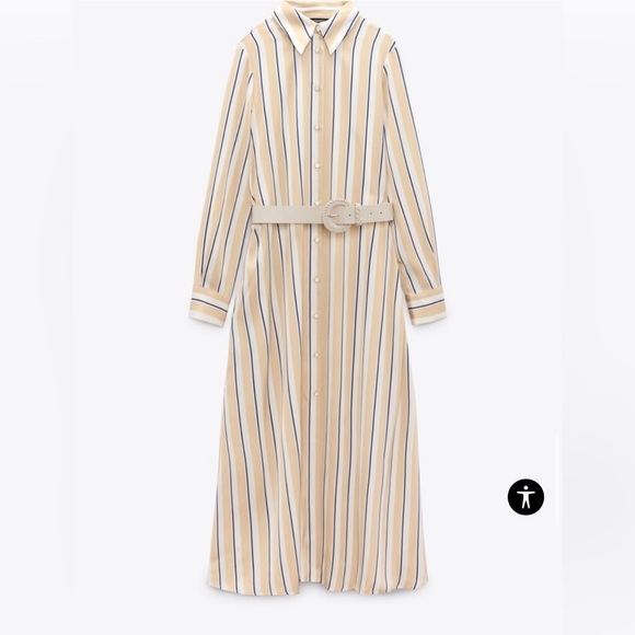 NWT Zara Satin Striped Midi Dress - Picture 5 of 10